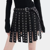 Patchwork Gürtel Streetwear Mini Röcke Split